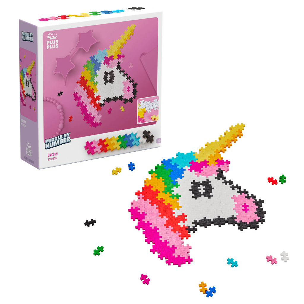 Puzzle by Number eenhoorn Plus - Plus: 250 stuks - Bouwsets Plus Plus - In den Olifant