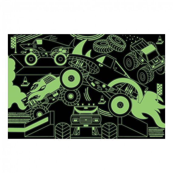 100 Pcs Glow In Dark Puzzle/Monster Trucks