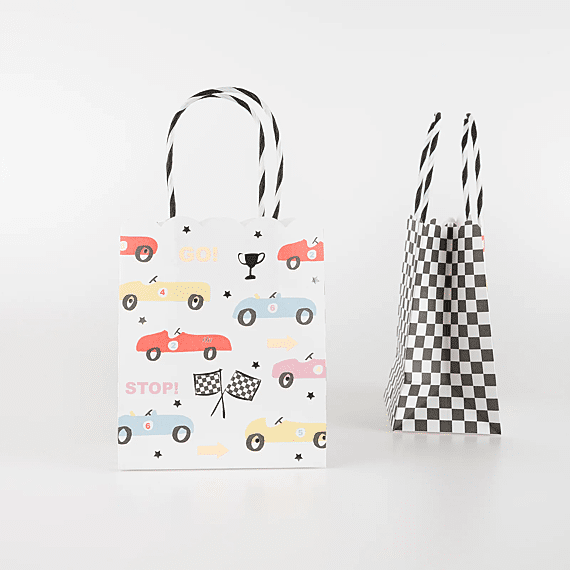 Papieren Feesttasjes Race Car Party Bags - Set Van 8