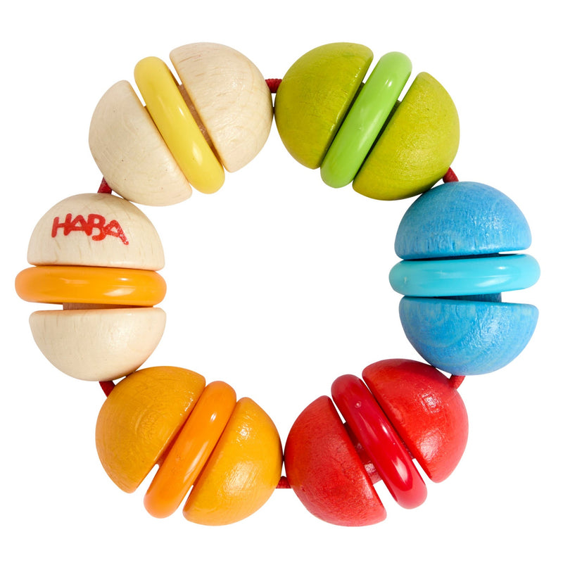Rammelaar Kleurrijke knikkers - Houten babyspeelgoed Haba - In den Olifant