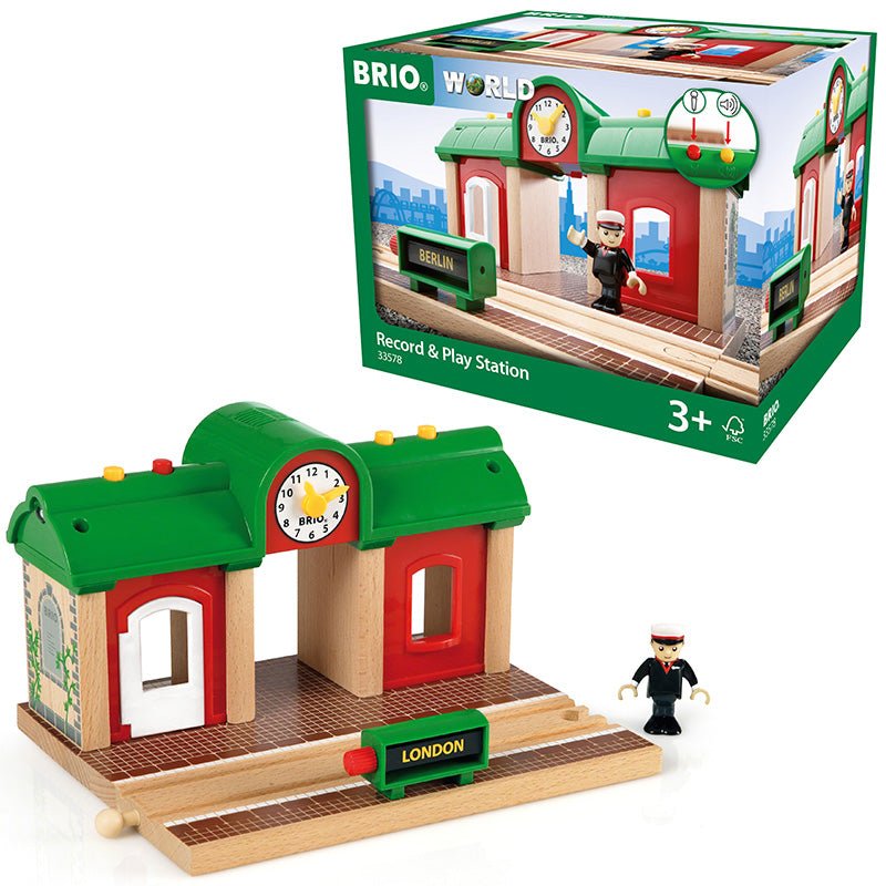 Record & Play Station met geluidsopname functie + 1 speelfiguurtje - Treinsporen en accessoires Brio - In den Olifant