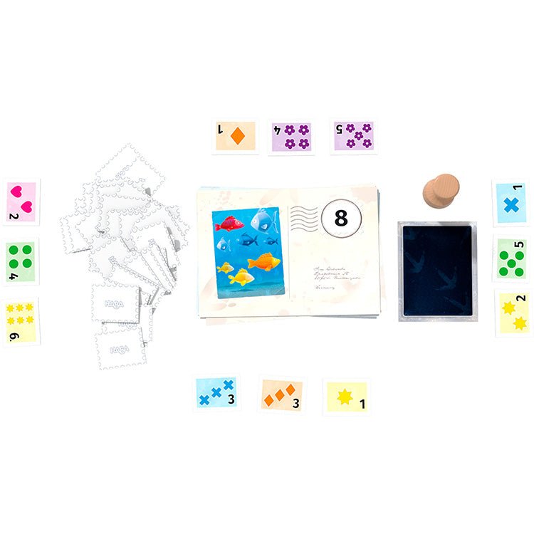 Rekenspel - Pio Postduif - Educatieve spelletjes Haba - In den Olifant