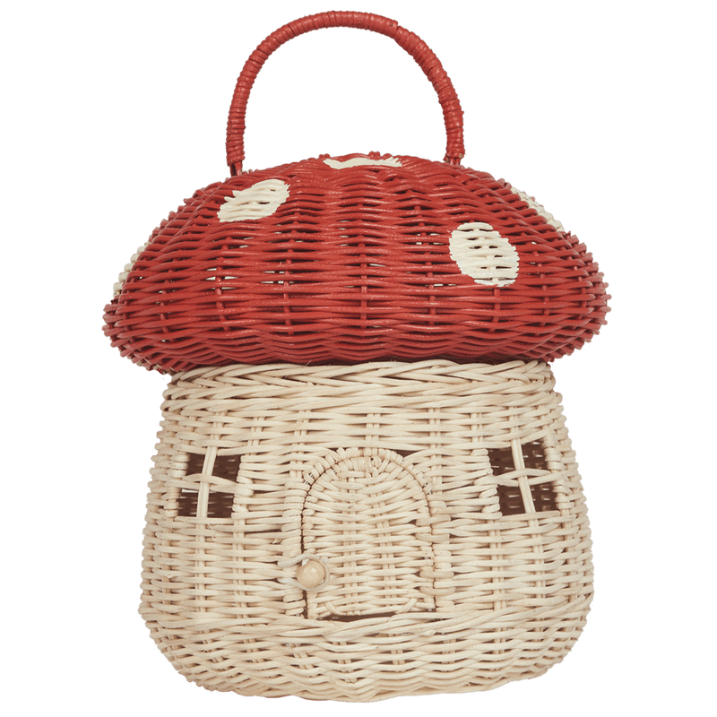 Rieten Mandje - Rattan Mushroom Basket Red - Opbergers Olli Ella - In den Olifant