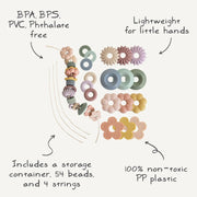 Rijgset Bead Lacing Toy Set - met 54 kralen - Kralen rijgen Mushie - In den Olifant