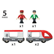 Rode Passagierstrein Travel Train met 2 figuurtjes - Treinen Brio - In den Olifant