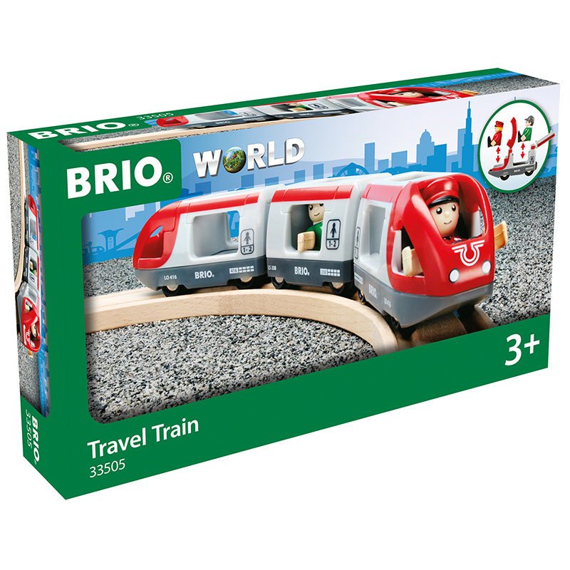 Rode Passagierstrein Travel Train met 2 figuurtjes - Treinen Brio - In den Olifant