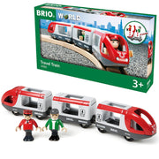 Rode Passagierstrein Travel Train met 2 figuurtjes - Treinen Brio - In den Olifant