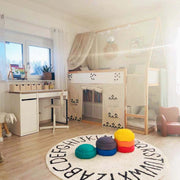 Rond ABC Tapijt Naturel Zwart - 150 cm - Tapijten Lorena Canals - In den Olifant