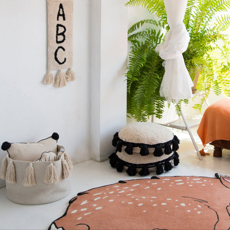 Rond Kussen Circle Zwart - 48 x 48 cm - Kussens Lorena Canals - In den Olifant