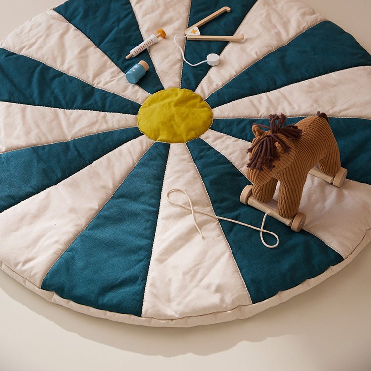 Rond speeltapijt Play mat circus teal - 112 cm - Speelmatten en - bogen Kid's Concept - In den Olifant