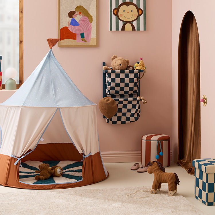 Rond speeltapijt Play mat circus teal - 112 cm - Speelmatten en - bogen Kid's Concept - In den Olifant