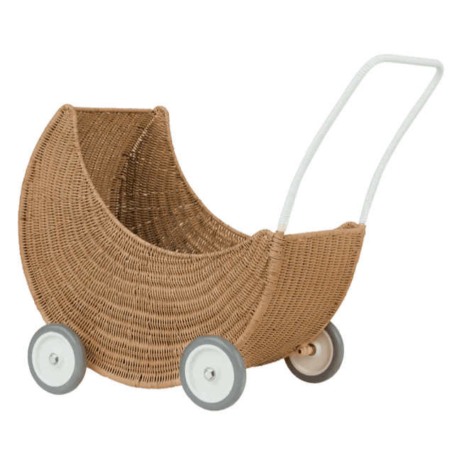 Rotan Poppenwagen - Moon Strolley Naturel - Poppenaccessoires Olli Ella - In den Olifant