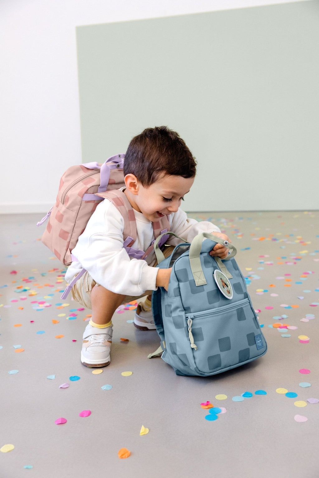 Rugzak Mini Square Backpack Pattern Party blue - Rugzakken Lässig - In den Olifant