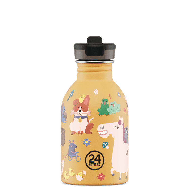 RVS drinkfles Urban Bottle Farm Friends - 250 ml - Drinkflessen 24Bottles - In den Olifant