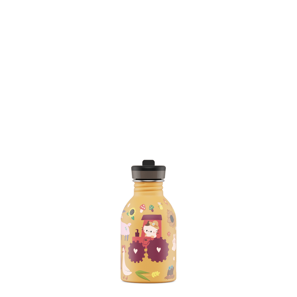 RVS drinkfles Urban Bottle Farm Friends - 250 ml - Drinkflessen 24Bottles - In den Olifant