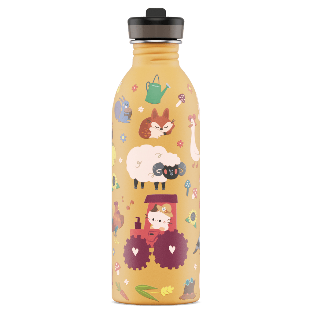 RVS drinkfles Urban Bottle Farm Friends - 500 ml - Drinkflessen 24Bottles - In den Olifant