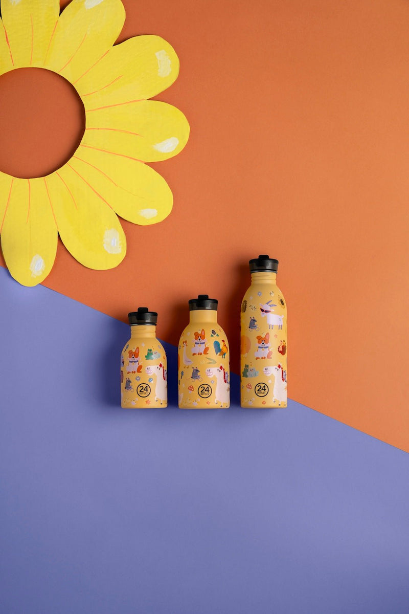 RVS drinkfles Urban Bottle Farm Friends - 500 ml - Drinkflessen 24Bottles - In den Olifant