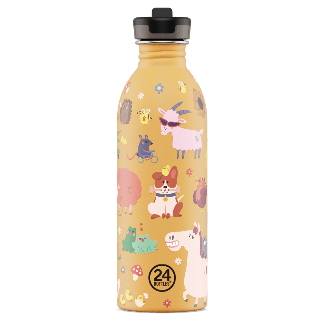 RVS drinkfles Urban Bottle Farm Friends - 500 ml - Drinkflessen 24Bottles - In den Olifant