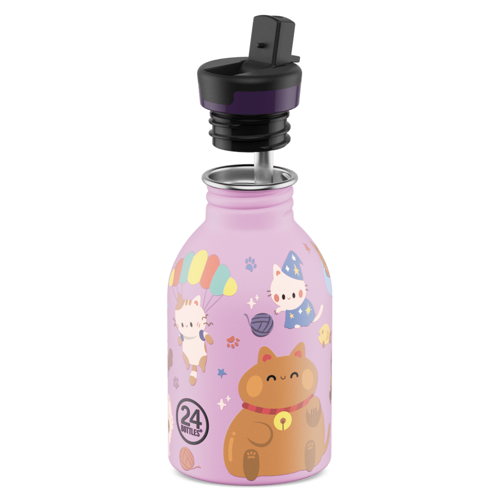 RVS drinkfles Urban Bottle Meow Friends - 250 ml - Drinkflessen 24Bottles - In den Olifant