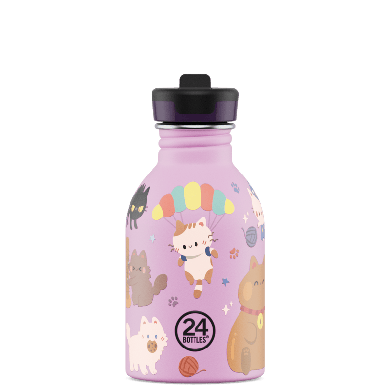 RVS drinkfles Urban Bottle Meow Friends - 250 ml - Drinkflessen 24Bottles - In den Olifant