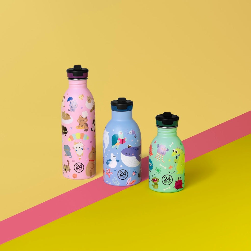 RVS drinkfles Urban Bottle Meow Friends - 500 ml - Drinkflessen 24Bottles - In den Olifant
