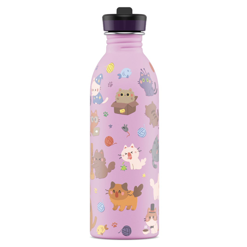 RVS drinkfles Urban Bottle Meow Friends - 500 ml - Drinkflessen 24Bottles - In den Olifant