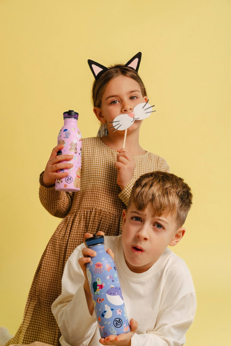 RVS drinkfles Urban Bottle Meow Friends - 500 ml - Drinkflessen 24Bottles - In den Olifant