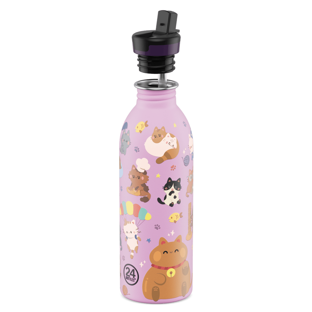 RVS drinkfles Urban Bottle Meow Friends - 500 ml - Drinkflessen 24Bottles - In den Olifant