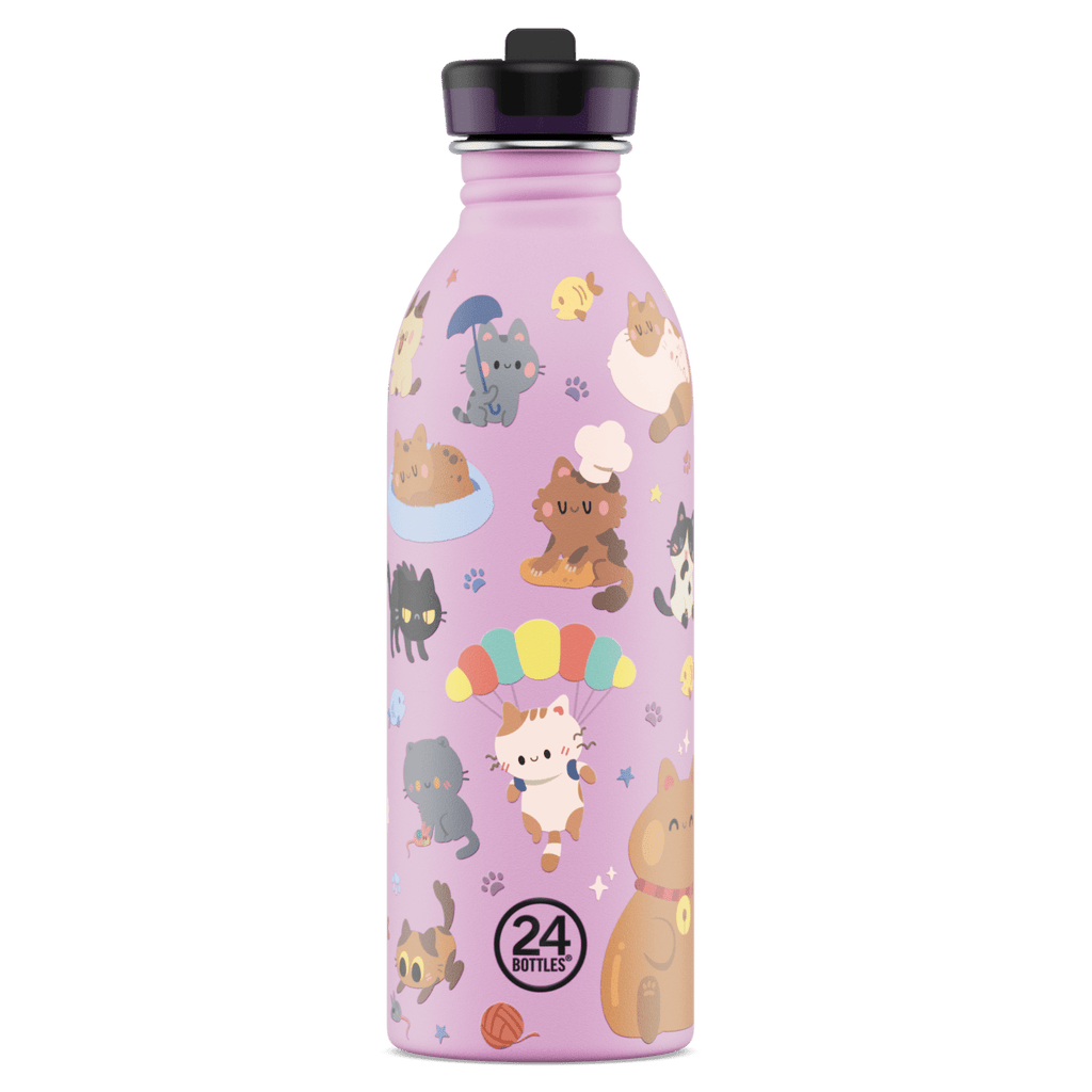 RVS drinkfles Urban Bottle Meow Friends - 500 ml - Drinkflessen 24Bottles - In den Olifant