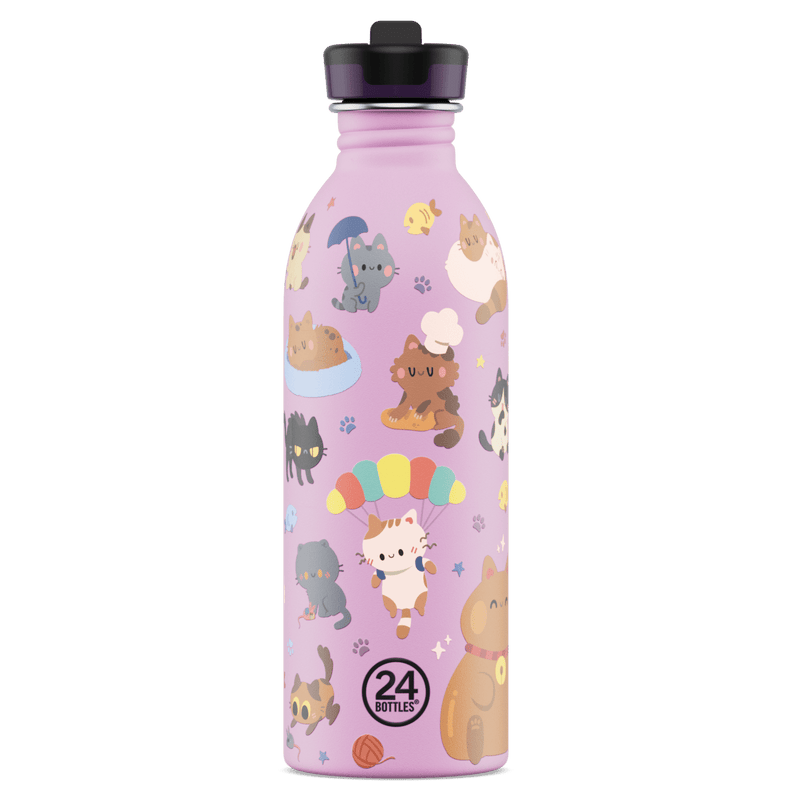 RVS drinkfles Urban Bottle Meow Friends - 500 ml - Drinkflessen 24Bottles - In den Olifant