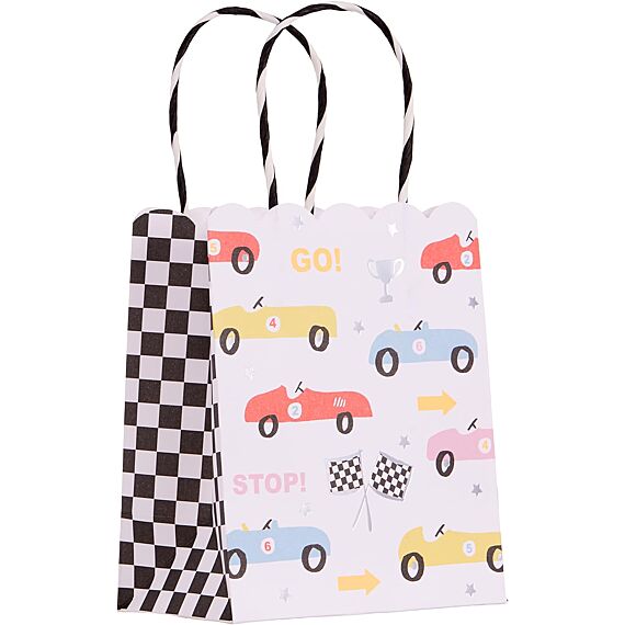 Papieren Feesttasjes Race Car Party Bags - Set Van 8