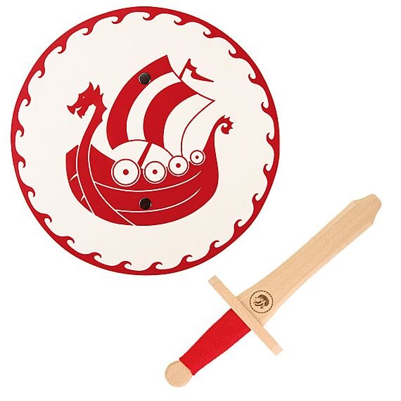 Schild En Zwaard Snorre | Rode Mini Set - Wapens en helmen Vah - In den Olifant