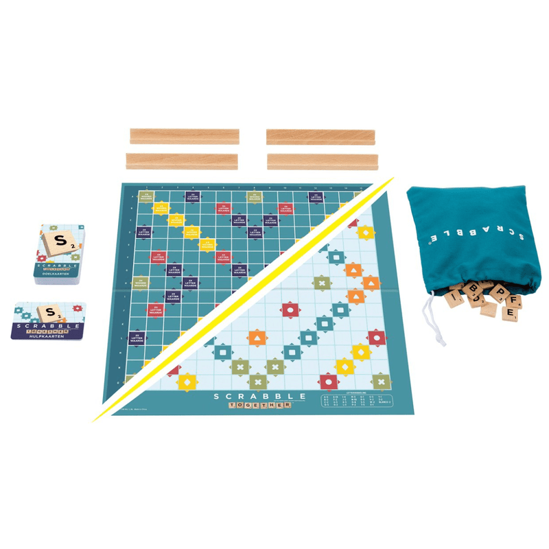 Scrabble met houten letters - 2 spellen in 1 - Bordspellen Boosterbox - In den Olifant
