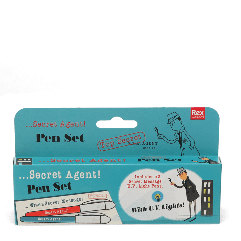 Secret Agent invisible ink spy pens - set van 2 - Schrijfwaren REX London - In den Olifant