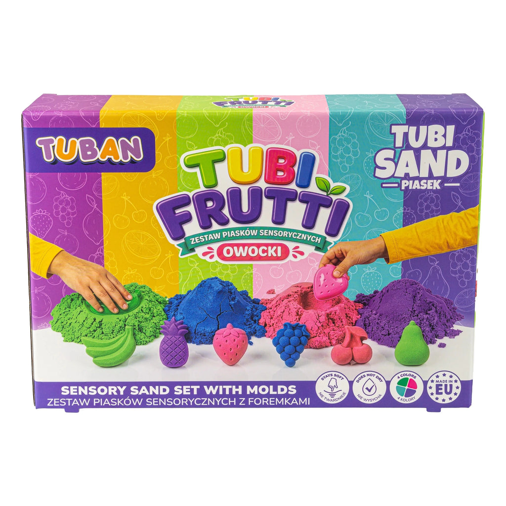 Sensorisch speelzand met vormpjes - Tubi Frutti - Speelzand Tuban - In den Olifant