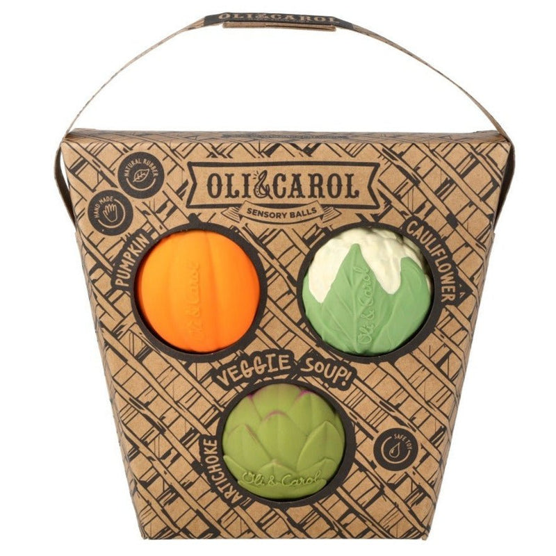 Sensorische babyballetjes Veggie Soup - set van 3 - Activiteitenspeelgoed Oli&Carol - In den Olifant