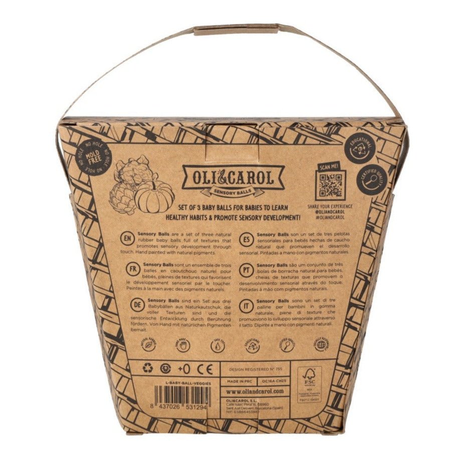 Sensorische babyballetjes Veggie Soup - set van 3 - Activiteitenspeelgoed Oli&Carol - In den Olifant