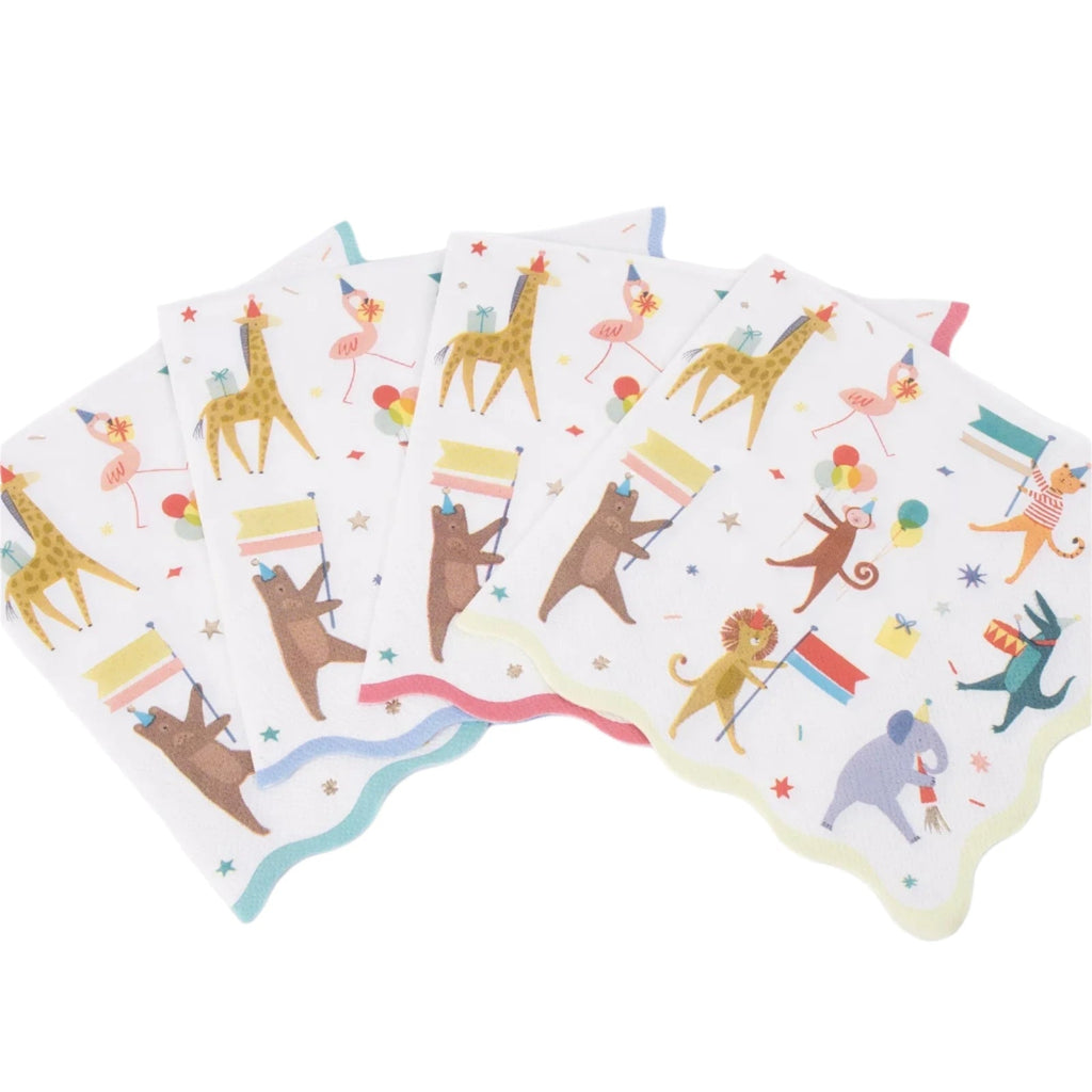 Servetten Animal Parade Large Napkins - set van 16 - Servetten Meri Meri - In den Olifant