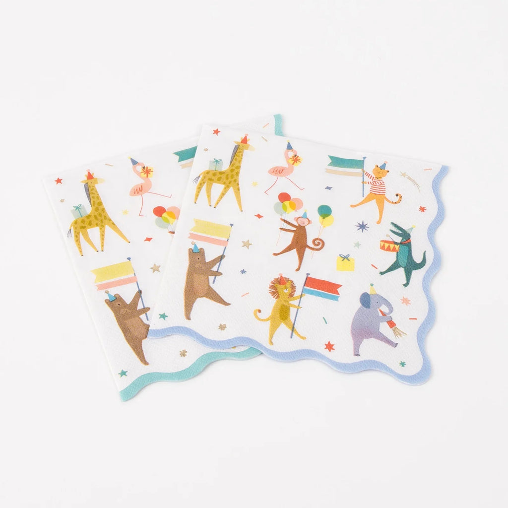 Servetten Animal Parade Large Napkins - set van 16 - Servetten Meri Meri - In den Olifant