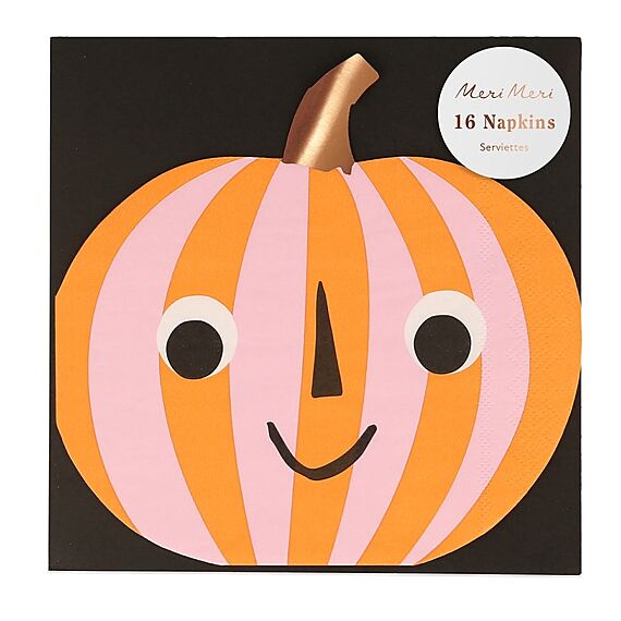 Servetten Pink & Orange Stripy Pumpkin Napkins - Set Van 16