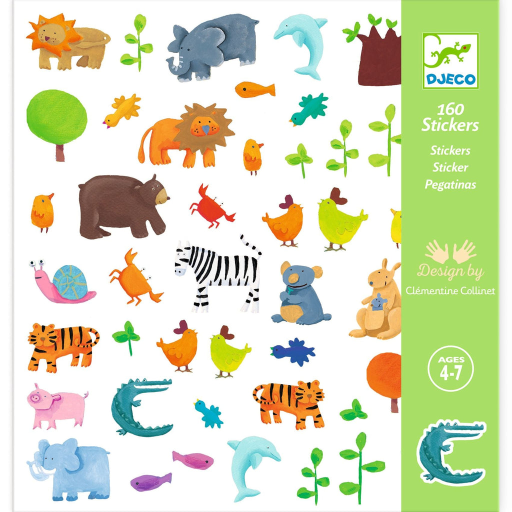Set van 160 stickers - Dieren - Stickers en stickersets Djeco - In den Olifant