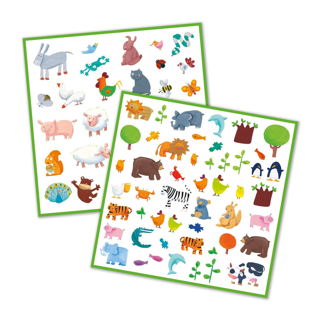 Set van 160 stickers - Dieren - Stickers en stickersets Djeco - In den Olifant
