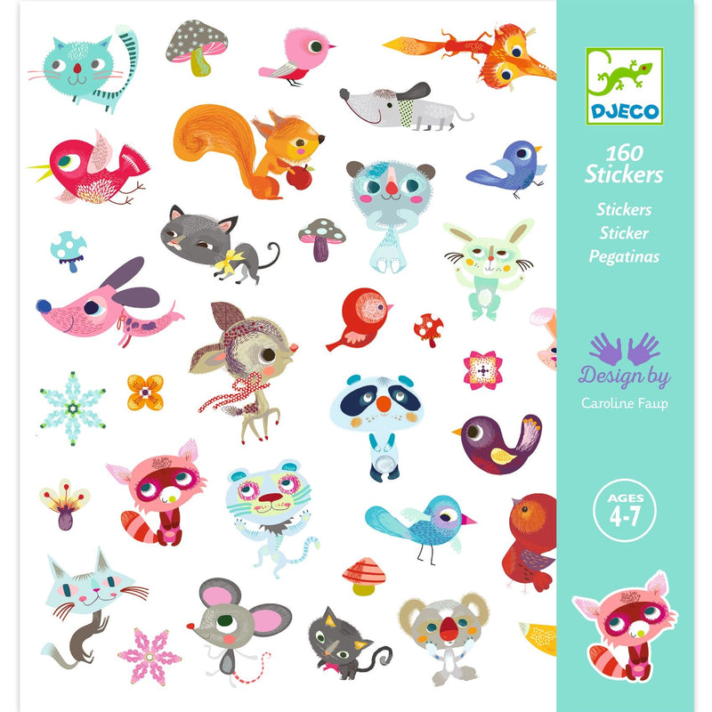 Set van 160 stickers - Dierenvriendjes - Stickers en stickersets Djeco - In den Olifant