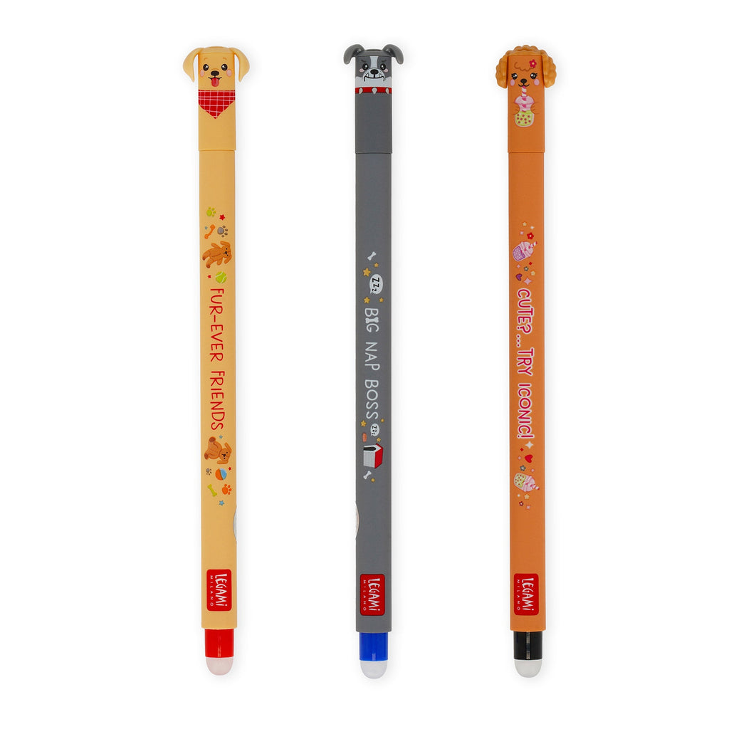 Set van 3 uitwisbare pennen Erasable Gel Pens - Fur - ever Friends - Schrijfwaren Legami - In den Olifant