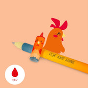 Set van 4 uitwisbare pennen Erasable Gel Pens - Cow + Piggy + Donkey + Rooster - Schrijfwaren Legami - In den Olifant