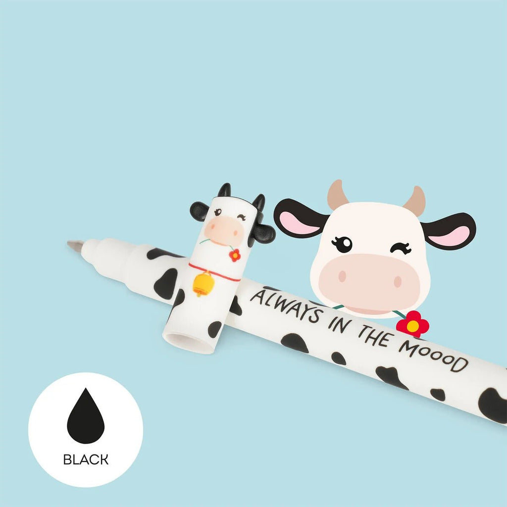 Set van 4 uitwisbare pennen Erasable Gel Pens - Cow + Piggy + Donkey + Rooster - Schrijfwaren Legami - In den Olifant