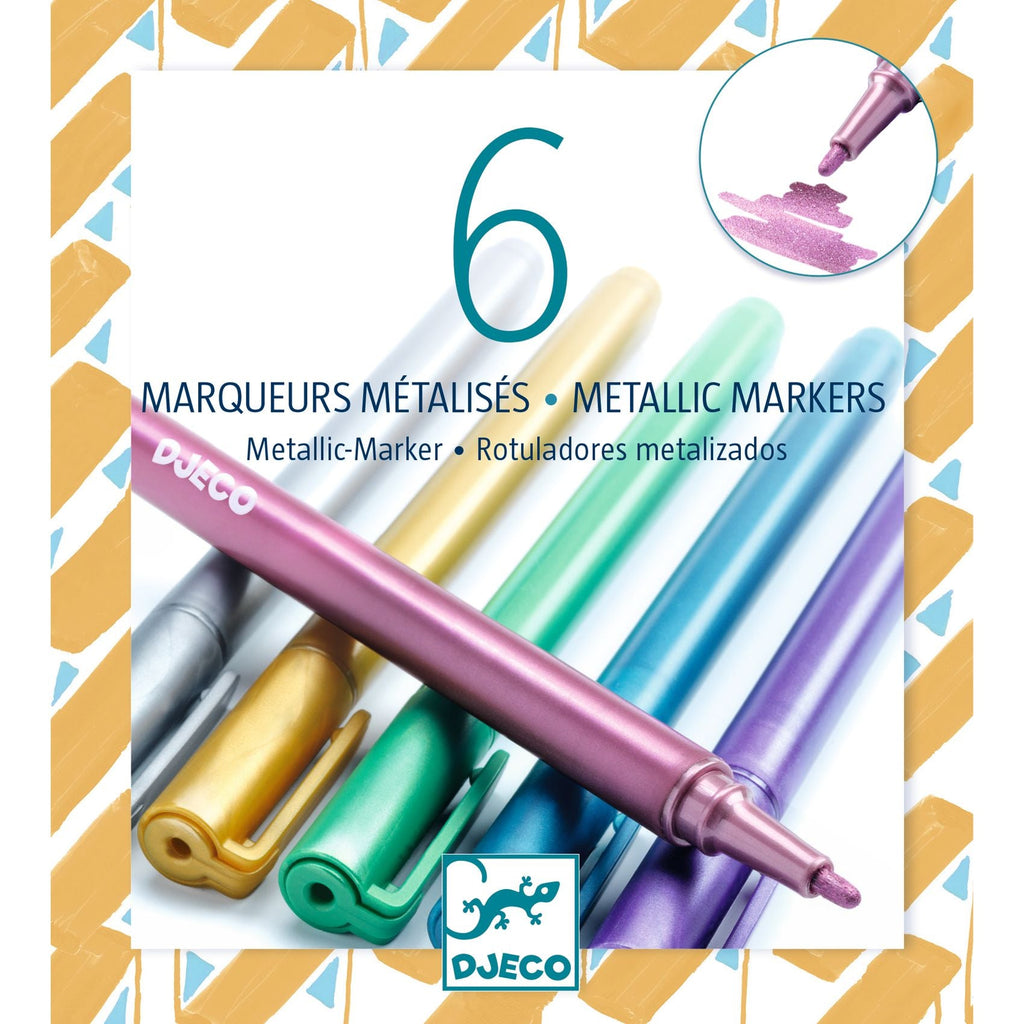 Set van 6 metallic markers - Kleuren en tekenen Djeco - In den Olifant