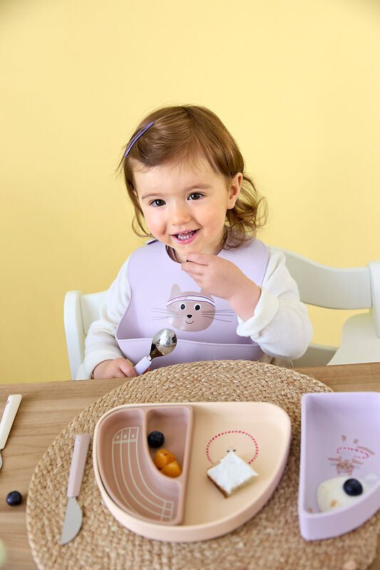 Silicone Bib Tiny Team Cat - Slabben Lässig - In den Olifant