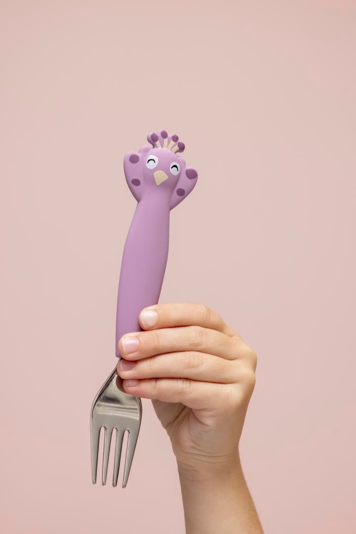 Silicone kinderbestek Mrs. Peacock - set van 3 - Aan tafel Trixie - In den Olifant