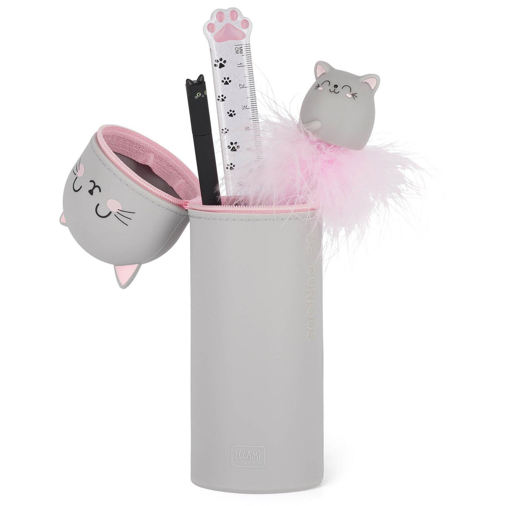 Siliconen 2 - in - 1 Kawaii Pennenzak - Kitty - Pennenzakken Legami - In den Olifant